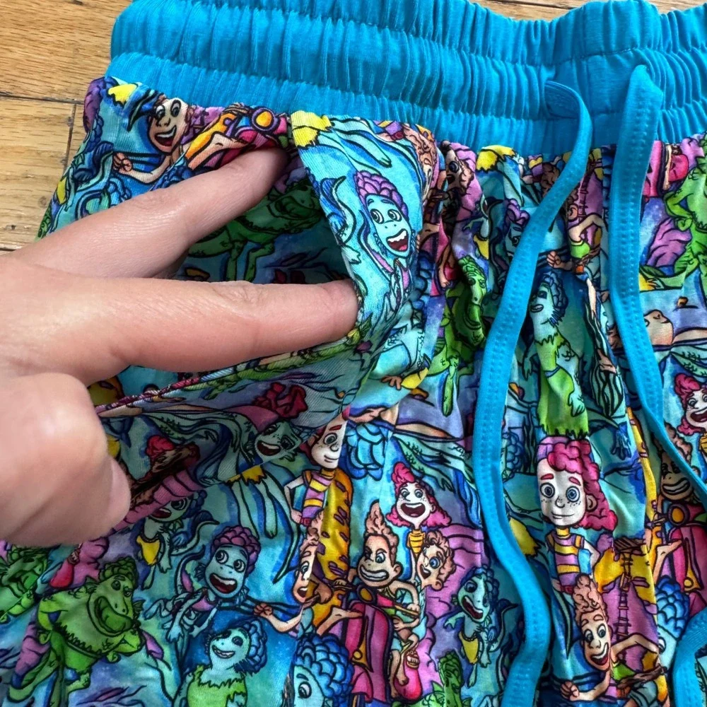 Bedtime Bliss Luca Bamboo Pajama Shorts Mens Large Blue Pixar Sea Monster Lounge